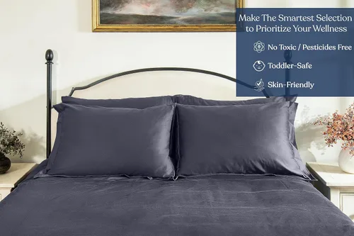 Vista 4 de GOTS Certified 100% Organic Cotton Flat Sheet, 400TC Long Staple Cotton, Ultra Soft, Silky, Moisture-Wicking, Smooth & Breathable, Best Sheets for