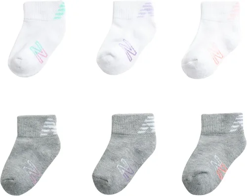 Vista 4 de New Balance Calcetines para bebé, paquete de 6 calcetines acolchados de corte de un cuarto (bebébebé)