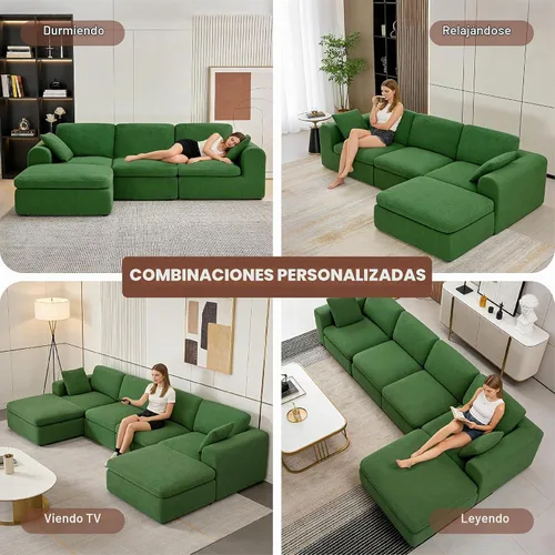 Vista 4 de KISLOT Sofá de nube sin hueso de 108 pulgadas, seccional, no requiere montaje, sofá modular con asiento profundo para sala de estar, sofá