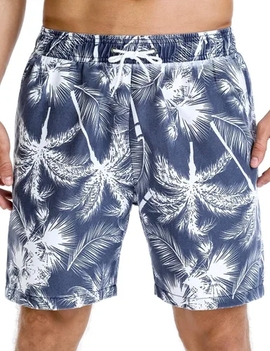 Vista 7 de Nonwe Traje de baño para hombre, ropa de playa, secado rápido, retro, suave, lavado, con cordón 275-Negro