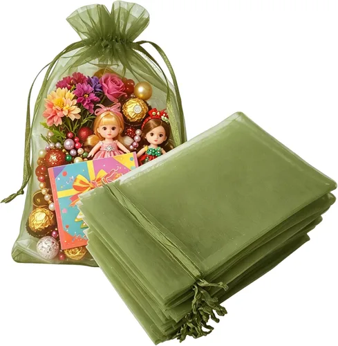 Vista 36 de Juego de 50 bolsas de organza de regalo con cordón azul aguamarina de 4 x 6 pulgadas para baby shower, Navidad, boda, recuerdos de fiesta, despedida