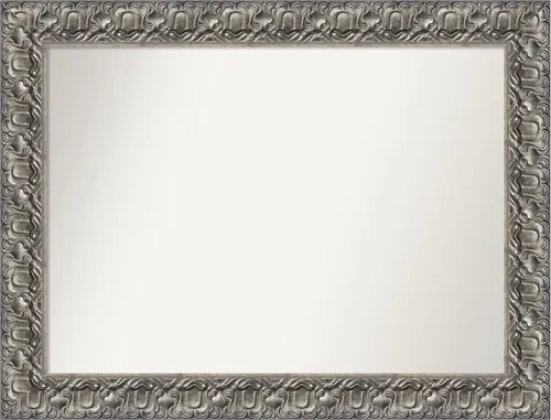 Vista 273 de Amanti Art Espejo de baño plateado para sobre fregadero, 26 x 26 pulgadas, espejo cuadrado de níquel pulido, marco de madera tradicional mediano, se