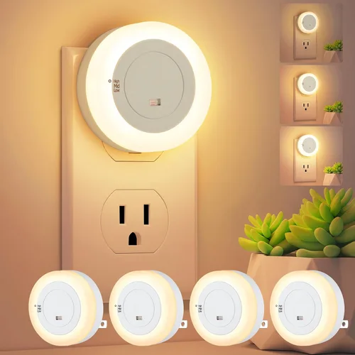 Vista 7 de FOLKSMATE - Luz nocturna LED, luz nocturna regulable con sensor de atardecer a amanecer para enchufe, para baño, dormitorio, habitación de adultos