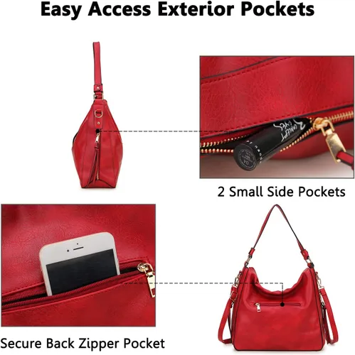 Vista 6 de VONXURY - Bolso de mano de piel sintética para mujer, bolso de hombro grande con bolsillos laterales para trabajo y viajes