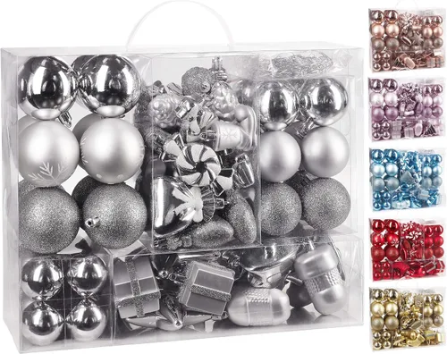 Vista 13 de BRUBAKER 77ct - Adornos de árbol de Navidad - Inastillables - Bolas de Navidad, estrellas, conos de pinos, botas, calcetines, paquetes