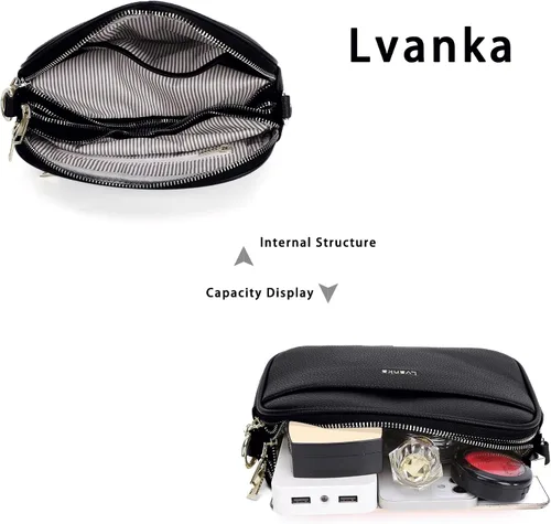 Vista 4 de Lvanka Bolsos cruzados para mujer cartera de mano, bolso de hombro con correa ajustable