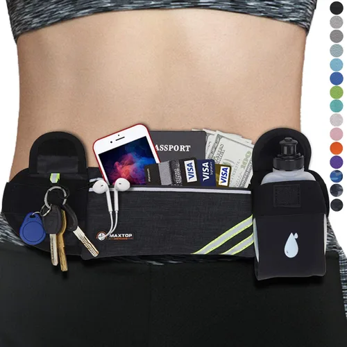 Vista 9 de Riñonera delgada para correr para mujeres y hombres, cintura reflectante para caminar, fitness, entrenamiento, ejercicio, resistente al agua