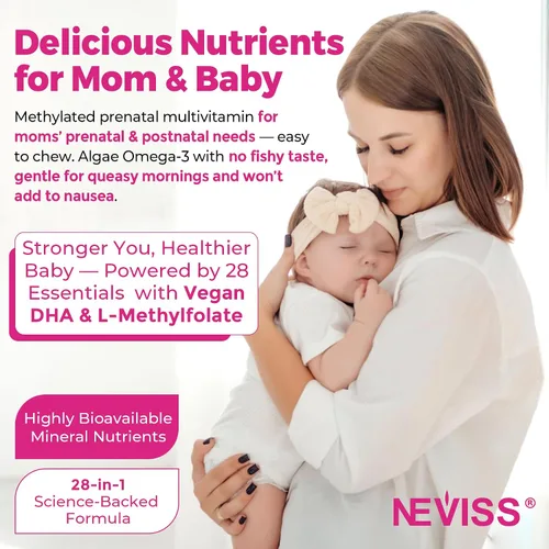 Vista 7 de Gomitas Multivitamínicas Prenatales para Mujeres con Metilfolato 1mg, Colina Omega-3 (DHA+EPA) Hierro, Vitaminas Postnatales para Mujeres que
