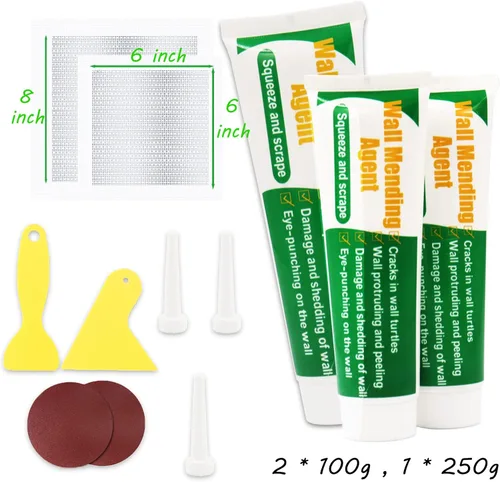 Vista 5 de Kit de reparación de paneles de yeso, kit de parches de reparación de pared Spackle de 6 pulgadas, 8 pulgadas, agente reparador de pared rápido