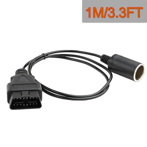 Vista 6 de 1M/3.3ft OBD2 macho a encendedor de cigarrillos hembra conector vehículo coche ahorro de memoria cable de alimentación