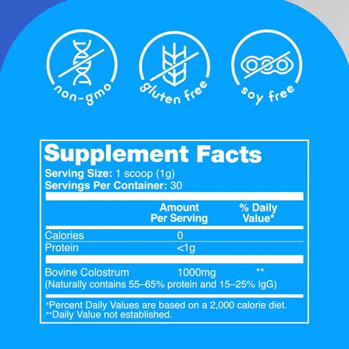 Vista 5 de Zena Nutrition Suplemento en Polvo de Calostro Bovino, 1000mg de Calostro Puro, Apoya la Salud Inmunológica y Digestiva, Promueve la Salud