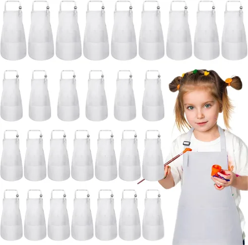 Vista 8 de Handepo 30 piezas de delantales para niños con pintura ajustable Colorido