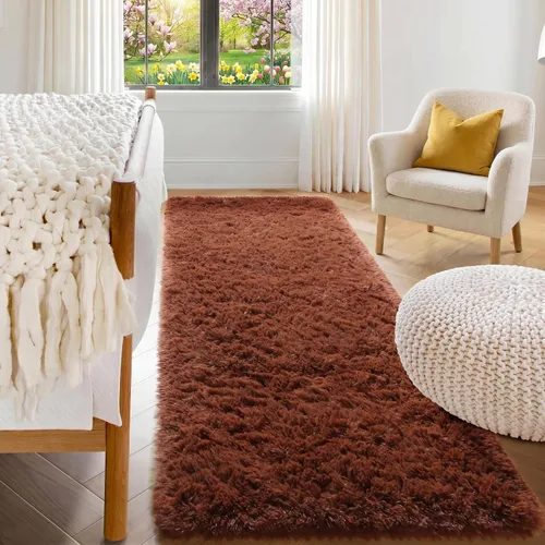 Vista 127 de ONASAR - Alfombra de pasillo negra de 2 x 6 pies, esponjosa, lavable, ultrasuave, afelpada, peluda, tapete para bebés, dormitorio de niños, armario