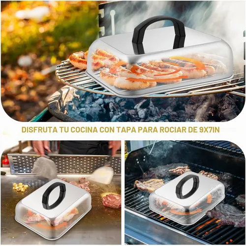 Vista 6 de HaSteeL Cúpula de fusión de 9 x 7 pulgadas y prensa de parrilla de 8 x 4 pulgadas, cubierta rectangular para vaporizar y prensa de tocino
