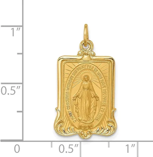 Vista 3 de Diamond2Deal Medalla milagrosa con marco rectangular grande de oro amarillo de 14 quilates para mujer (L- 1.030 in W- 0.571 in), Metal