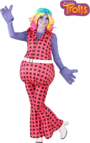 Vista 2 de Disfraz de Trolls para mujer, con purpurina y peluca, disfraz de Halloween