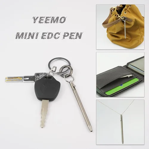 Vista 7 de Mini bolígrafo, bolígrafo EDC de titanio no tóxico con llavero, bolígrafo pequeño compacto y elegante
