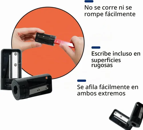 Vista 4 de Juego de 12 lápices de carpintero rojos, lápices de construcción de carpintería de 7 pulgadas con sacapuntas y soporte retráctil para trabajadores