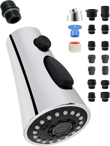 Vista 7 de Universal Kitchen Faucet Head, 3 Modes, 15 Adapters Kit, Brushed Nickel Níquel cepillado