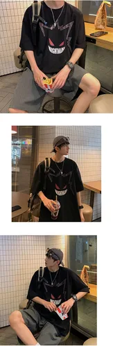 Vista 6 de Y2K Grunge - Camiseta de gran tamaño para hombre con estampado de dibujos animados de verano, sudadera indie, gótica Harajuku Emo Streetwear