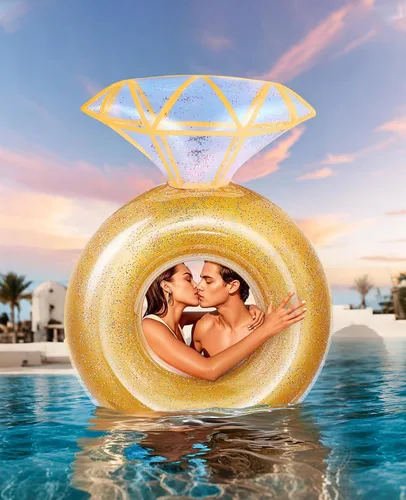 Vista 3 de HeySplash Pool Floats, Inflatable Pool Float, Large Floatie for Bachelorette Party, Swim Tube River Lake Beach Bride Wedding Decor Fun Toy Raft