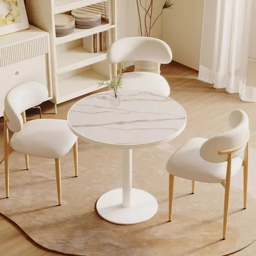 Vista 33 de Mesa de tulipán de 31.5 pulgadas, mesa de comedor redonda con mesa de Aqua Jade (oro rosa)