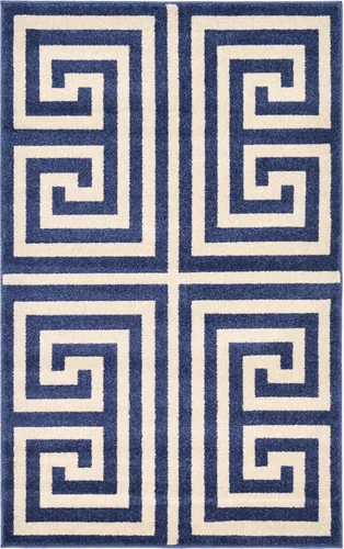 Vista 33 de Unique Loom Athens Collection - Alfombra clásica geométrica moderna con diseño de bordes, 3 pies 3 pulgadas x 5 pies 3 pulgadas, negro/beige negro