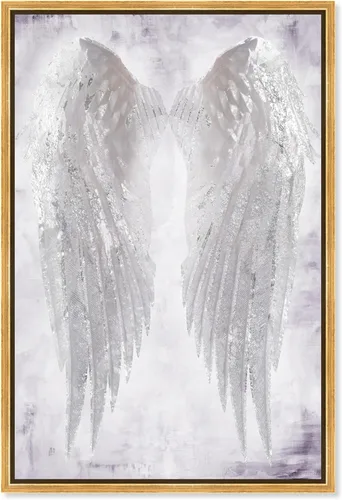 Vista 11 de Oliver Gal Wings of Angel Amethyst - Lienzo impreso para sala de estar, dormitorio y baño, 16 x 24 pulgadas, marco flotante negro