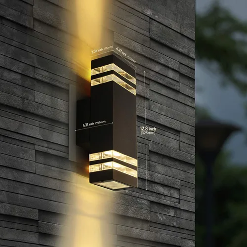 Vista 3 de Aplique de pared LED impermeable para porche de 12 W, (sensor de atardecer a amanecer), lámparas de pared modernas e impermeables, 1000 lúmenes