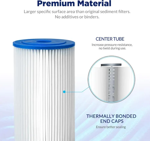 Vista 4 de Membrane Solutions Filtro de agua plisado de 5 micrones para el hogar, cartucho de repuesto de sedimentos resistente de 10 x 4.5 pulgadas