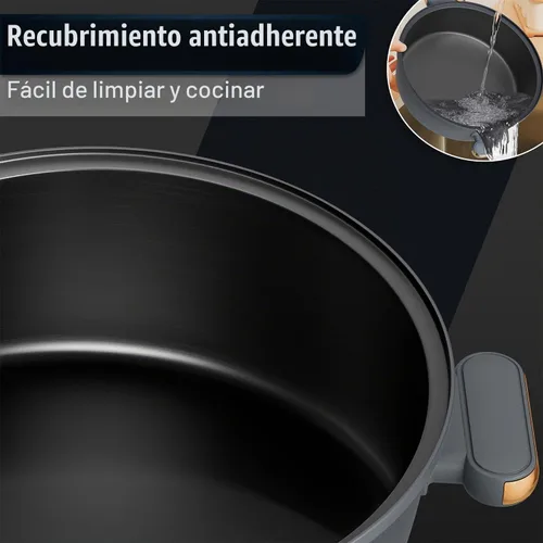 Vista 3 de Dezin Olla eléctrica Shabu Shabu de 5 cuartos con olla extraíble, control
