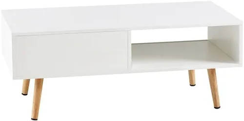 Vista 8 de Mesa de centro de ratán de 41.34 pulgadas, puerta corrediza para almacenamiento, patas de madera maciza, mesa moderna para sala de estar, utilizada