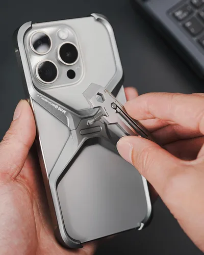 Vista 3 de KeyUnity KR03 EDC Palanca Multiherramienta con cabeza plana y destornillador Phillips llaves abridor de botellas y regla herramienta de bolsillo