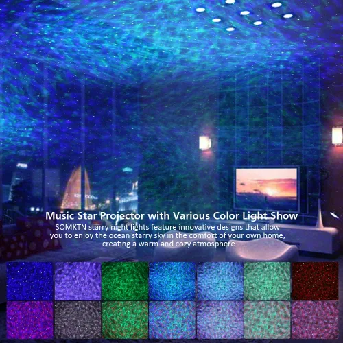 Vista 8 de Proyector de estrellas con luz nocturna de galaxia, proyector de estrellas astronautas con 21 modos de color, altavoz Bluetooth, ruido blanco