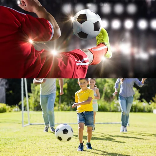 Vista 7 de Paquete de 6 pelotas de fútbol clásicas tamaño 5, pelota de entrenamiento de fútbol, práctica de competencia, pelotas de fútbol con bomba de pelota