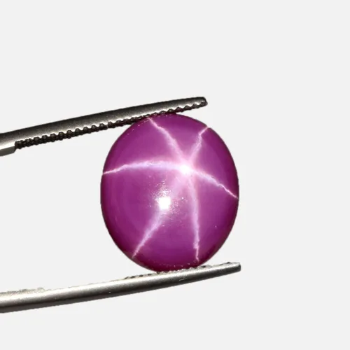 Vista 2 de GEMHUB Natural Star Ruby - Cabujón ovalado de 9 a 10 quilates con estrella rosa, rubí rosa de 6 rayos, piedra preciosa suelta, Gema, rubí estrella
