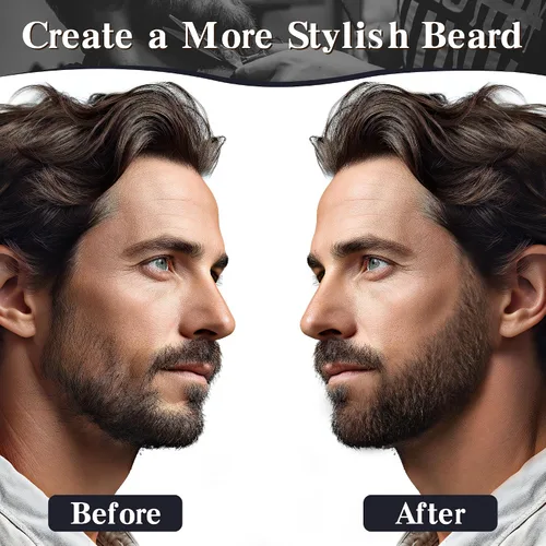 Vista 9 de Kit de aseo de barba negra resistente al agua de larga duración para hombre, bolígrafo de punta de micro-tenedor, cepillo de cerdas para bigote