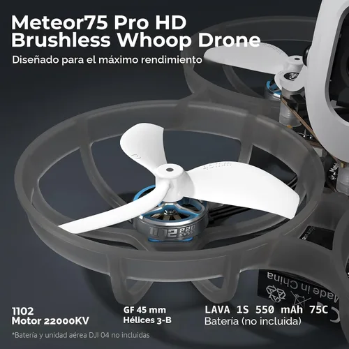 Vista 5 de BETAFPV Meteor75 Pro - Cuadricóptero Whoop sin escobillas con matriz 1S 3 en 1 HD FC, motor 1102 22000KV, soporte de 3 cuchillas de 1.772 in