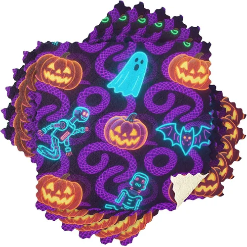 Vista 8 de Halloween Orange Pumpkin Robot Halloween Decorations Cute Dish Towels Terry Kitchen Funny Kitchen Tea Towels French Reusable Martillo para cocina