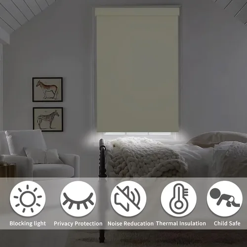 Vista 5 de MYshade Persianas enrollables opacas sin cordón personalizadas, con cubierta de cenefa, oscurecimiento de habitación para el hogar, oficina, baño