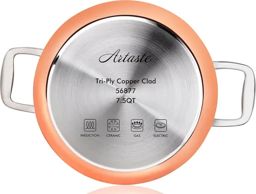 Vista 3 de Artaste Rain Juego de Utensilios de Cocina Recubiertos de Cobre (Olla de Stock de 7.5 QT + Vaporera)