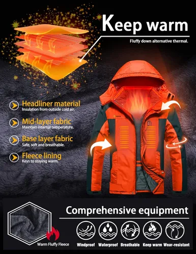 Vista 5 de GEMYSE Men's Mountain Waterproof Ski Snow Jacket Winter Windproof Rain Jacket
