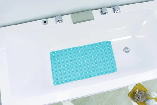 Vista 5 de Tapete antideslizante para bañera con ventosas de 15 x 27 pulgadas, tapete de ducha antideslizante para niños, niños pequeños y personas mayores