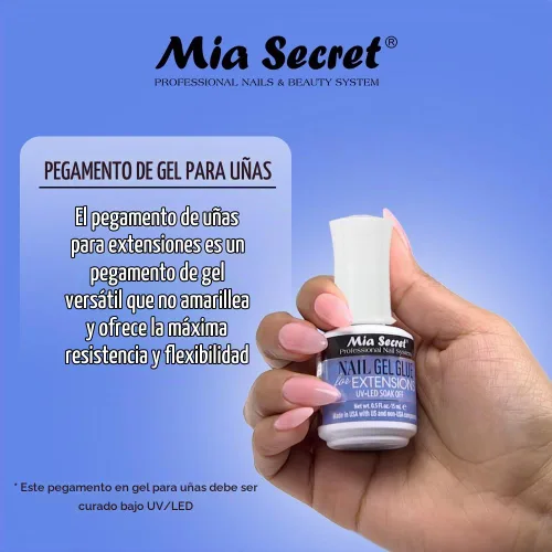 Vista 3 de MIA SECRET PEGAMENTO DE GEL DE UÑAS DE 0.5 Floz PARA EXTENSIONES UV-LED SOAK OFF