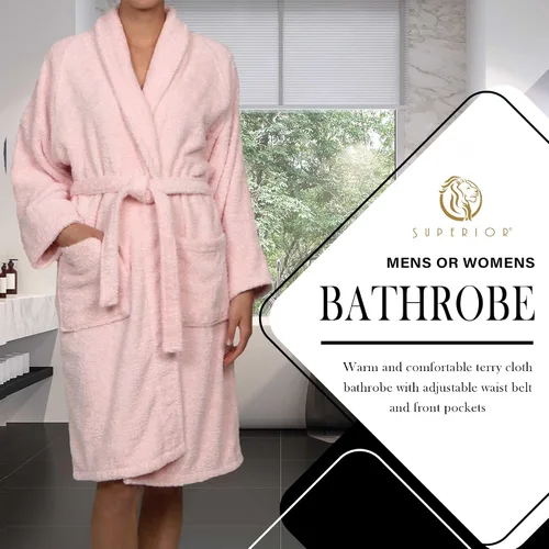 Vista 4 de Cotton Unisex Terry Robe, Soft And Absorbent Robes For Men And Women, Bathroom Accessories
