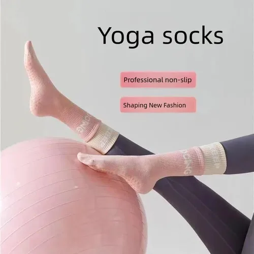 Vista 2 de Xinqirity Calcetines de pilates antideslizantes con agarre para mujer, calcetines de agarre para yoga, ballet, barre, entrenamiento, descalzo