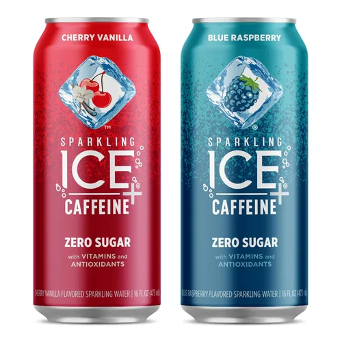 Vista 9 de Sparkling Ice + agua gaseosa de frambuesa negra con cafeína, con antioxidantes y vitaminas, azúcar cero, latas de 16 fl oz (paquete de 12) y agua