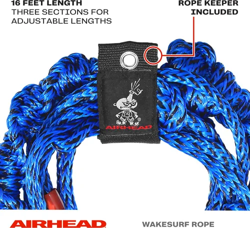 Vista 2 de Airhead Cuerda de wakesurf trenzada en espiral, 3 secciones, 16 pies