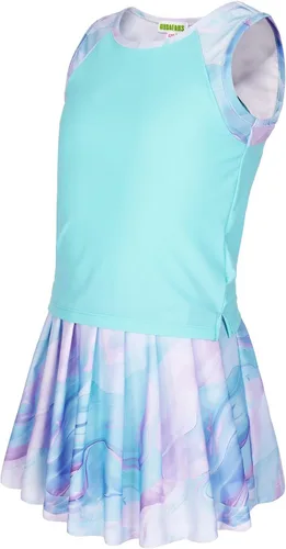 Vista 4 de MODAFANS Conjunto deportivo de camiseta sin mangas y pantalón corto para niñas Mármol Aqua