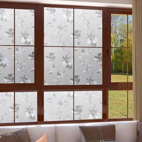 Vista 5 de Hibiscus Flowers - Película de ventana con bloqueo solar de 17.5 x 78.7 pulgadas, adhesivo decorativo extraíble de vidrio